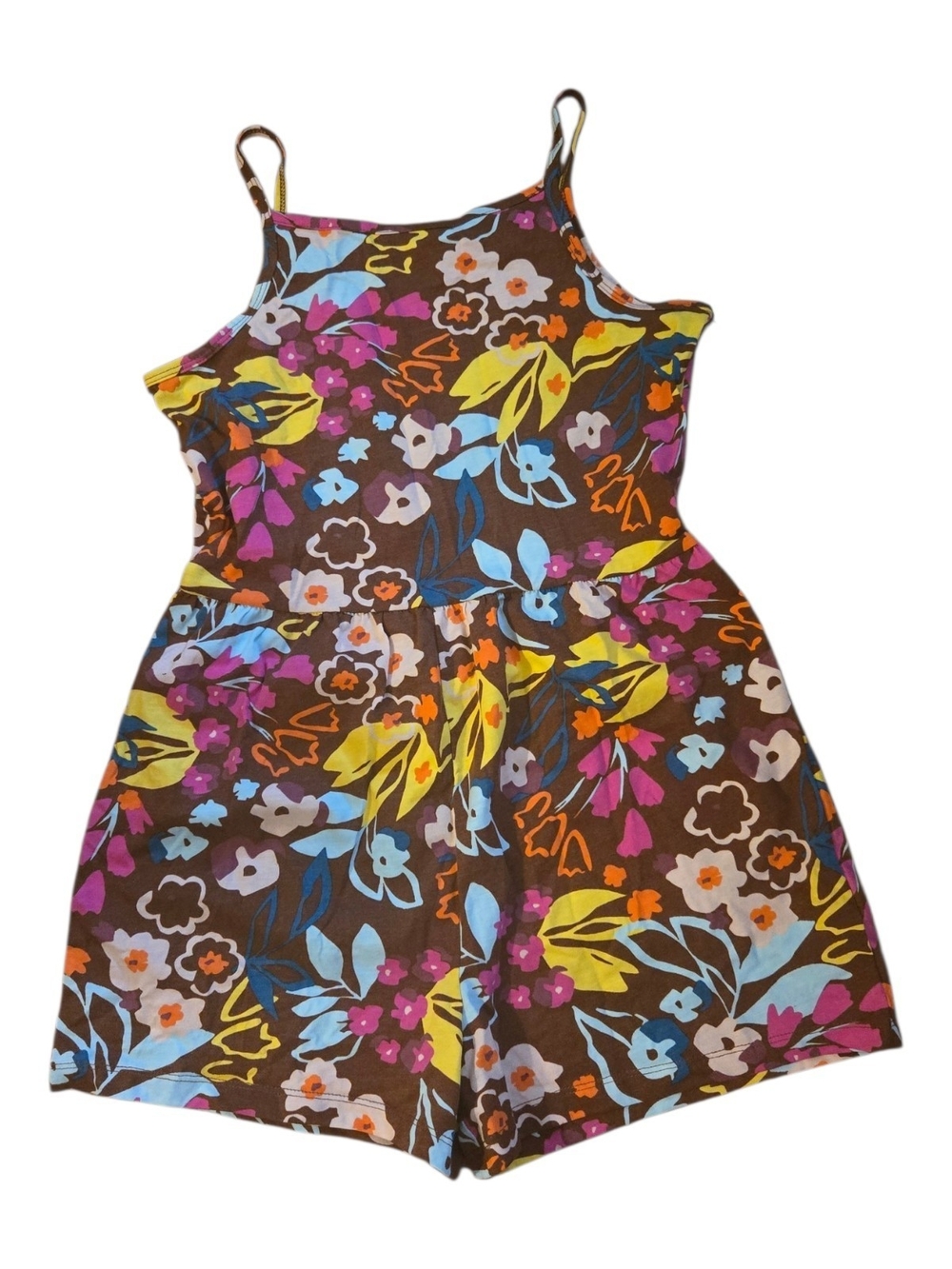 Carter's Brown Floral Girls' Romper with Multicolor Print